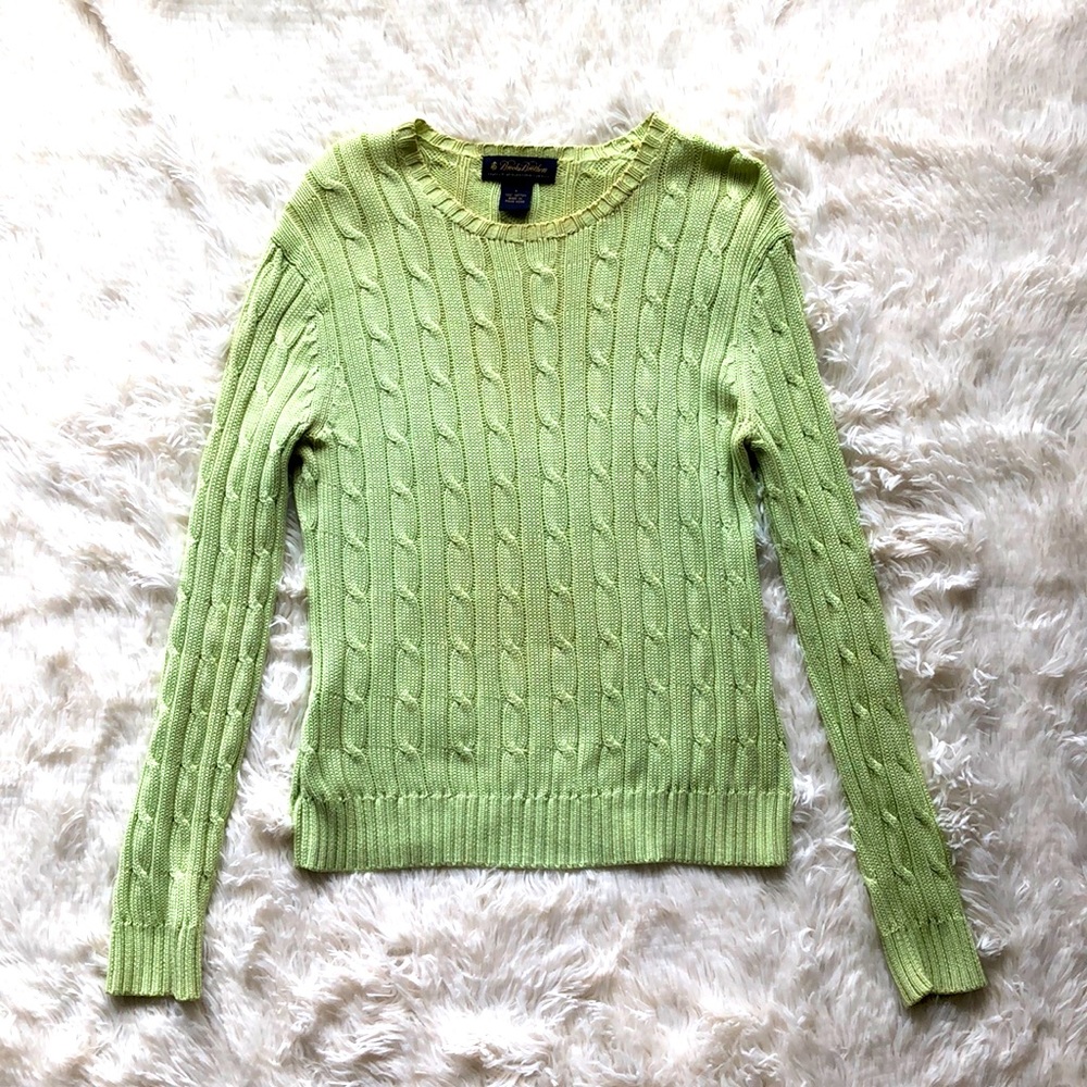 Brooks Brothers 100% Cotton Mint Long Sleeve Ribbed Sweater